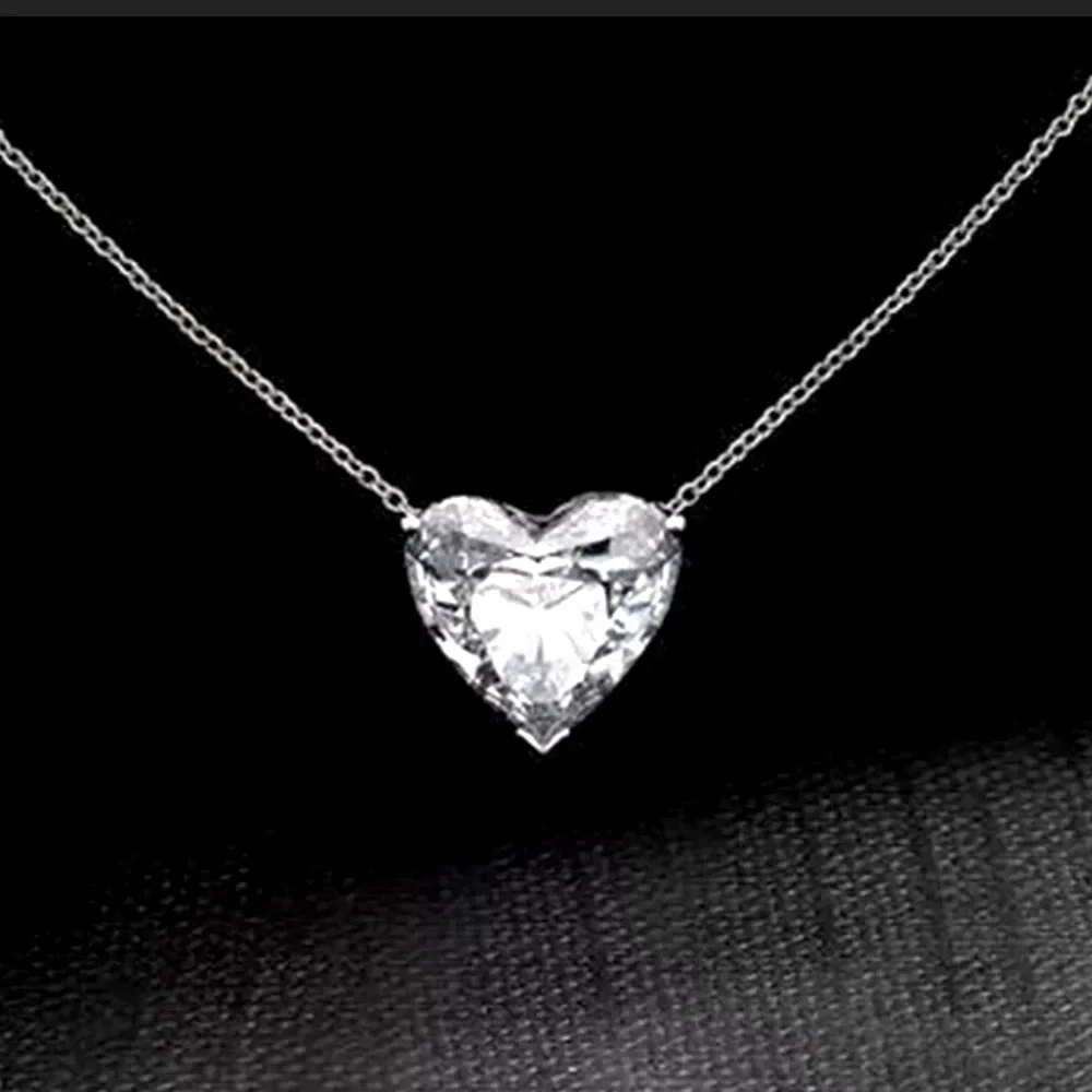 The Bubble Heart white sapphire ❤️ 925 Pendant necklace - Picture 1 of 12